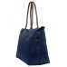 Nylon Large Shopping Tote w/ Leather Like Handles - Navy Blue - BG-HD1293NV